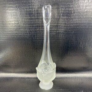 Viking Glass Swung Vase with Frosted Cabbage Base 12inch Clear Glass Vase Vessel